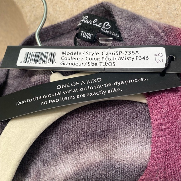 CHARLIE B Women's Poncho Petale/Misty Fringe Asymmetrical Tie-Dye One Size NEW - Picture 12 of 14